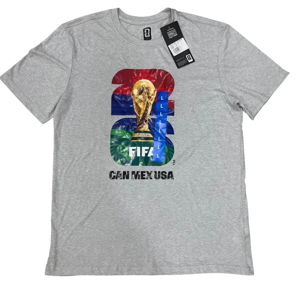 FIFA World Cup 2026 T-Shirt Mens Large Gray CAN MEX USA Soccer Graphic Tee NWT - Picture 1 of 5